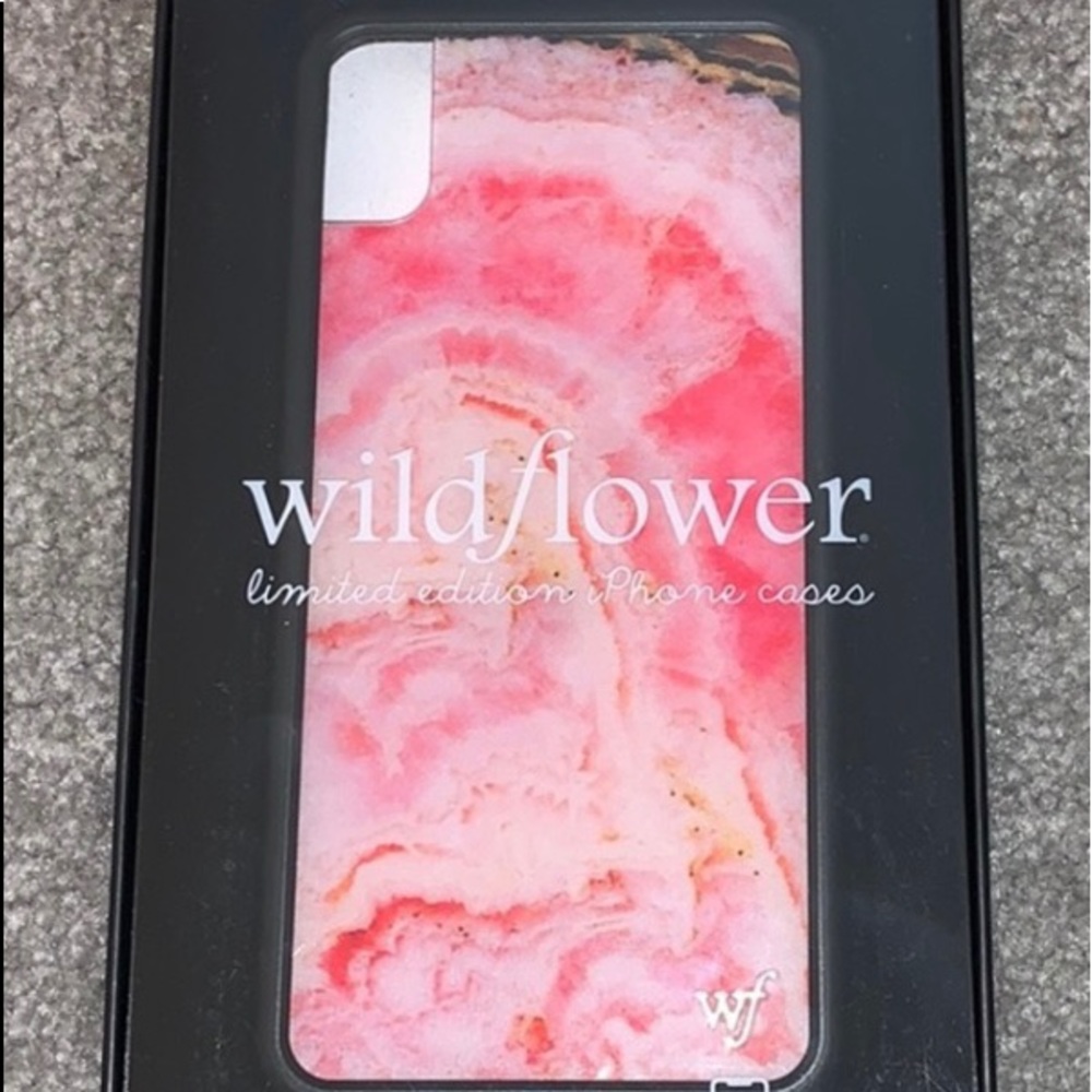 Pink marble stone wildflower XR phone case